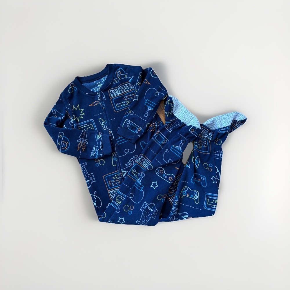 Carter's Fleece Footed Pajamas One Piece Sleeper Gamer Blue Size 5 Unisex Boys